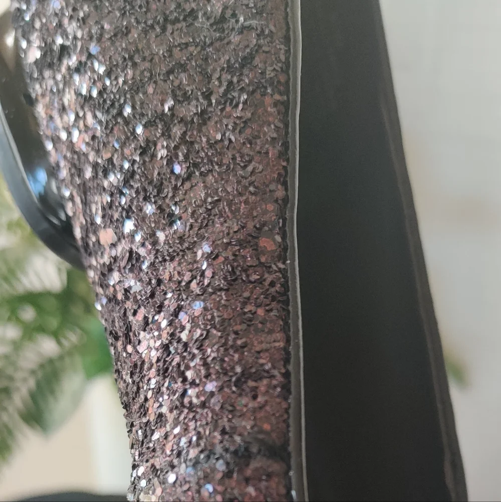 Nine West Women's Black/Eggplant/Purple Ombre Glitter Flats Size 8.5